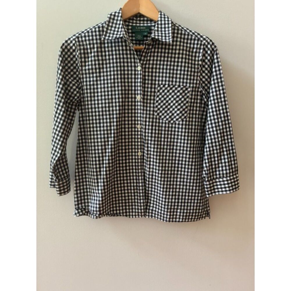 Lauren Ralph Lauren Gingham Button-Down Shirt | Women's Medium Classic Cotton - Picture 2 of 4
